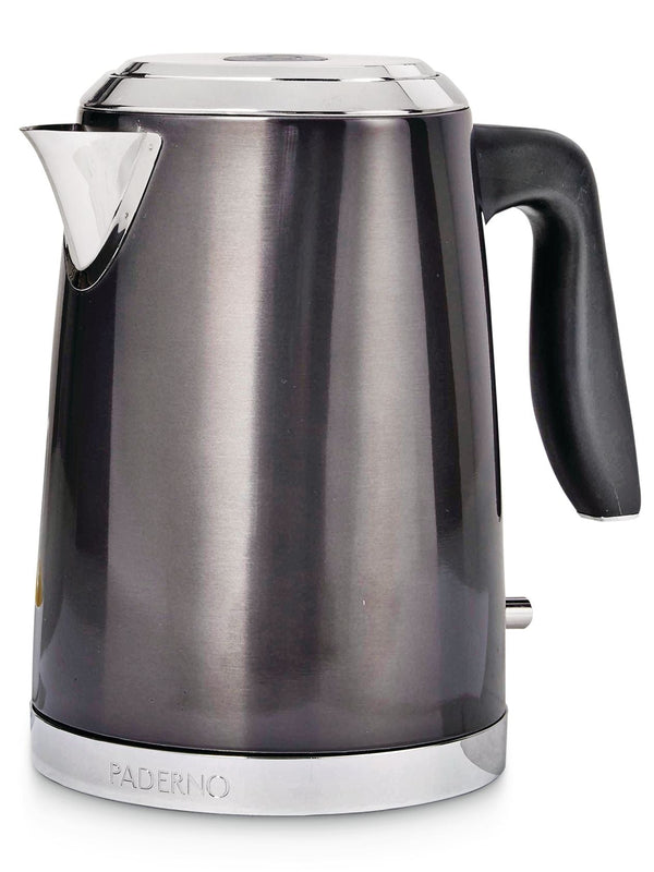 PADERNO Cordless Electric Kettle with Auto Shut Off, Black Stainless Steel, 1.7L T3