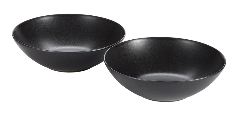 Paderno Dorset Large Coupe Stoneware Bowl Set, Oven Safe, 2-pk, Black Reactive W2