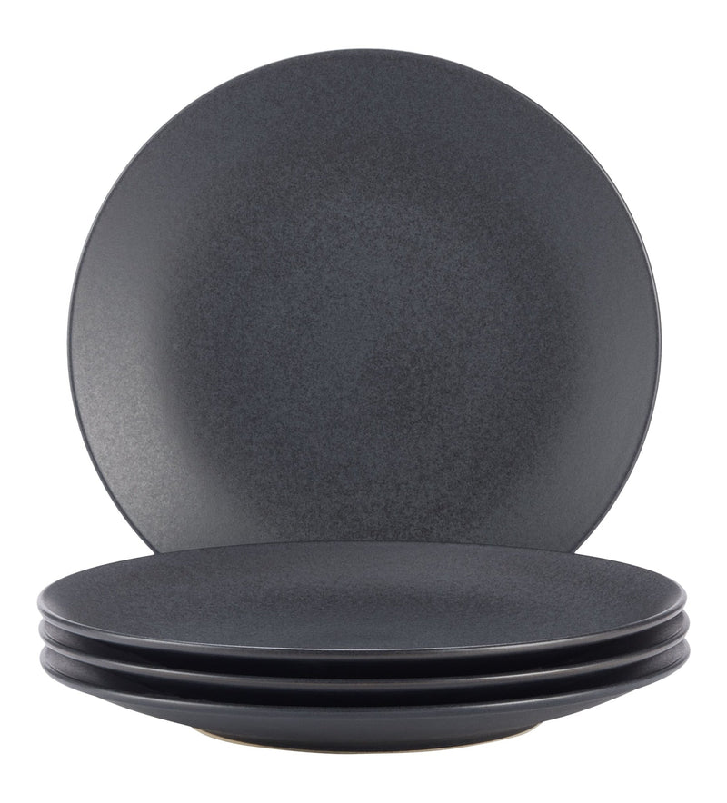 Paderno Dorset Stoneware Dinner Plate Set, Black Reactive, 4-pk, Oven Safe B5