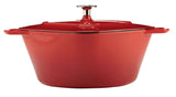 PADERNO Dutch Oven, Durable Cast Iron, Oven Safe, Red, 6.5qt