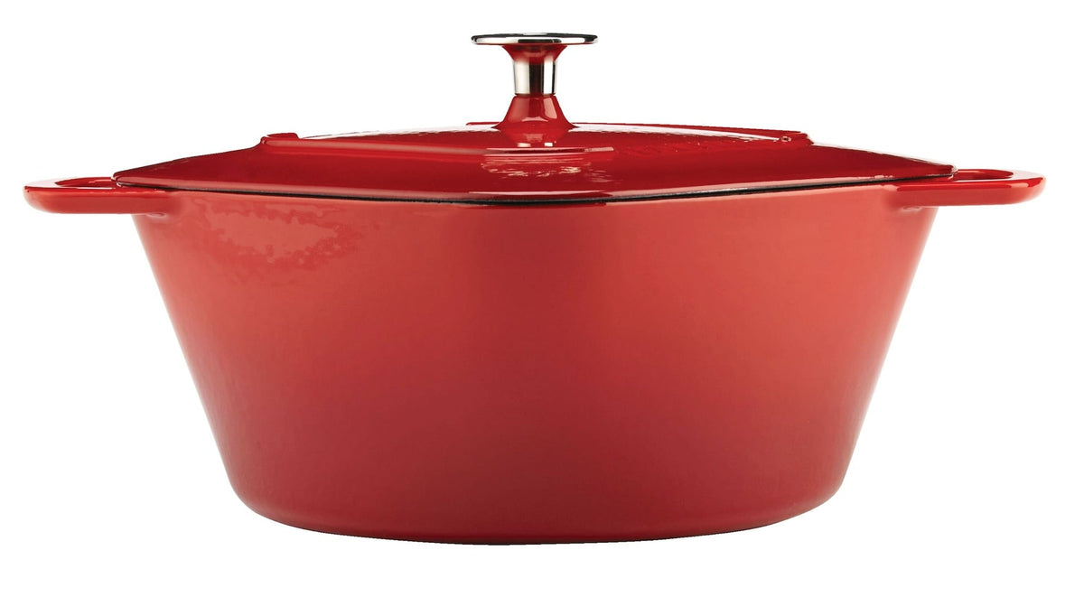 PADERNO Dutch Oven, Durable Cast Iron, Oven Safe, Red, 6.5qt