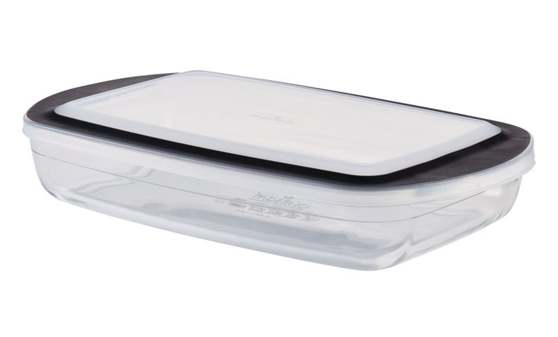 PADERNO Glass Rectangular Baking Dish with Lid, 3.8-qt N0