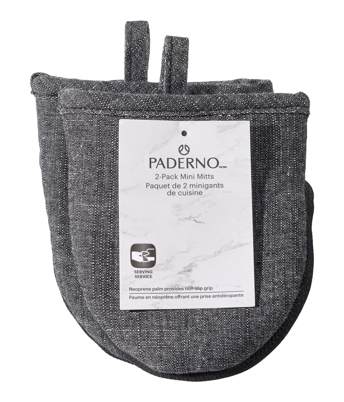 PADERNO Neoprene Palm Mini Mitts, Black Chambray, One-Size, 2-pk
