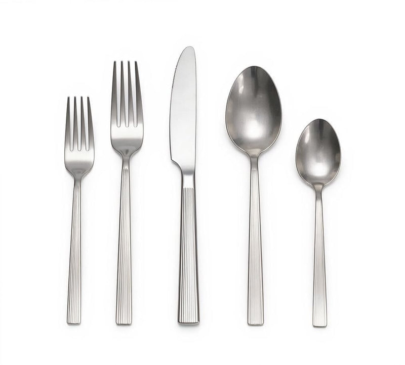 PADERNO Pinette Refined Rib Mirror Finish Stainless Steel Flatware Set, Serves 12, 60-pc N4