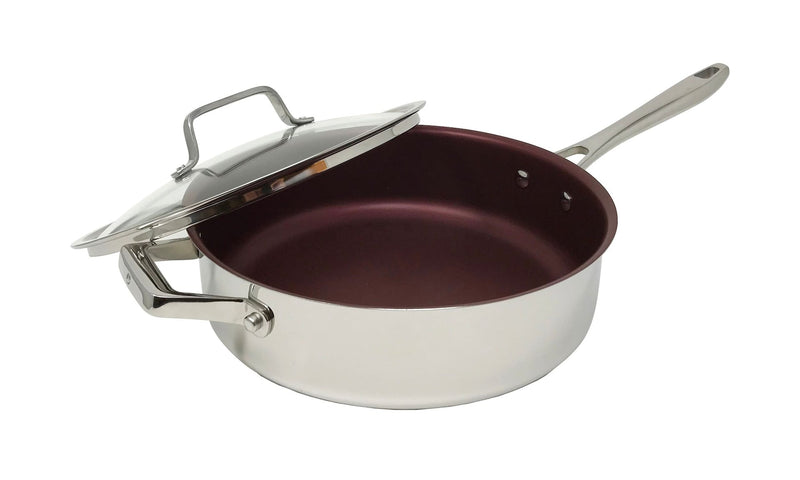 PADERNO Professional Non-Stick Clad Jumbo Cooker, Burgundy, 5-L J3