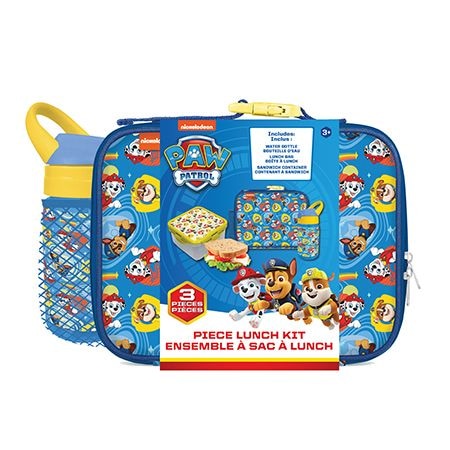Paw Patrol Kids' Insulated Soft Lunch Bag Set with Food Container, Blue, 3-pc N4