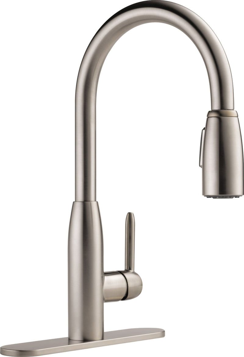 Peerless Tunbridge Single Handle High Arc Pull Down Kitchen Faucet, Stainless Steel P0