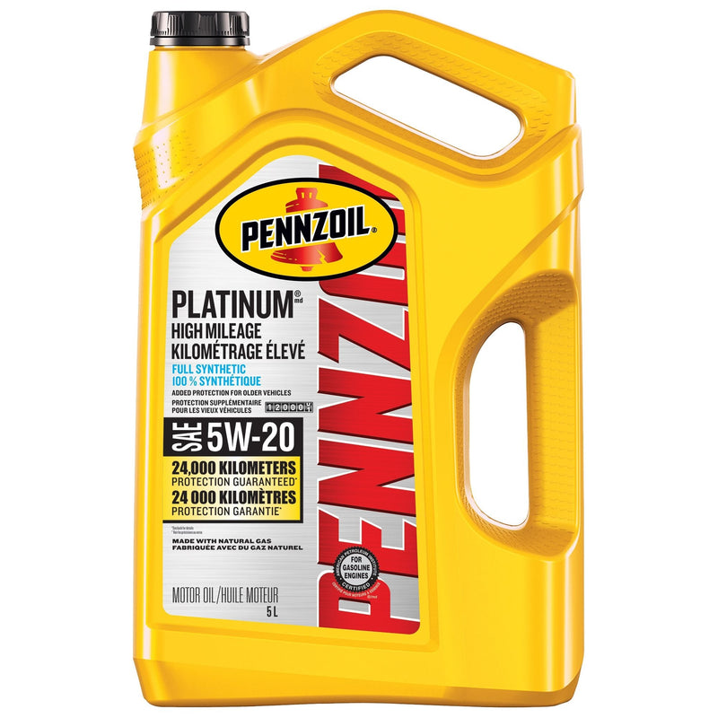 Pennzoil Platinum High Mileage 5W20 Synthetic Engine/Motor Oil, 5-L P6
