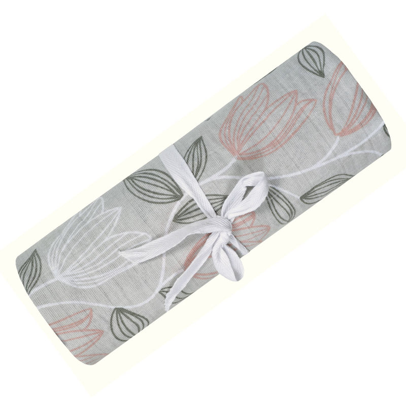 Perlimpinpin Cotton Muslin Baby Swaddle Blanket, Tulips X4