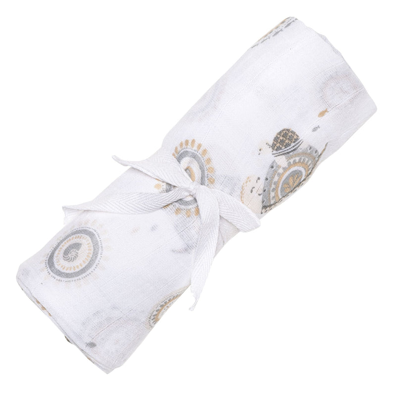 Perlimpinpin Cotton Muslin Baby Swaddle Blanket, Turtles R2