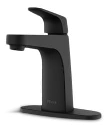 Pfister Matlock Single Handle High Arc Single Hole 4-in Centreset Bathroom Sink Faucet, Push & Seal Drain, Matte Black L8