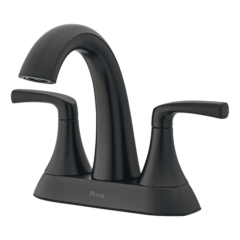 Pfister Rancho Double Handle 4-in Centreset Bathroom Sink Faucet Push & Seal Drain, WaterSense Certified, Matte Black Z7