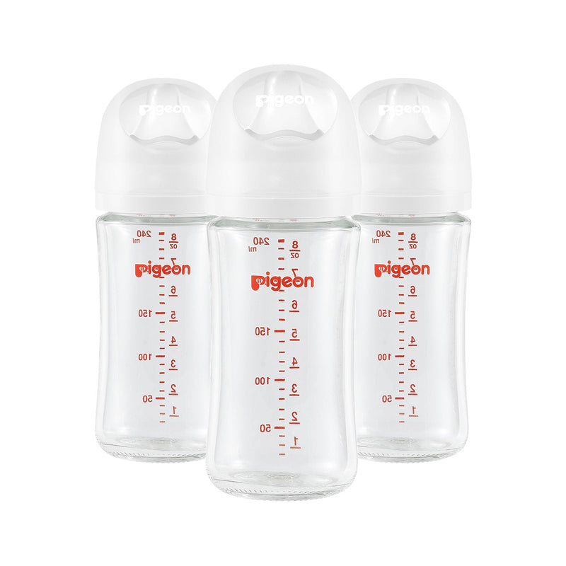 Pigeon Glass Bottle with Silicone Nipple (M), 8-oz, 3 Months+, 3-pk E6