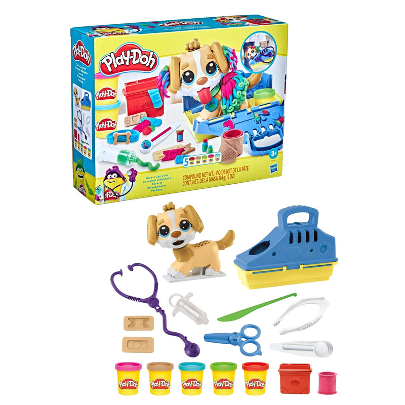 Play-Doh Care N' Carry Vet Playset, With Compound Cans, Non-Toxic, 10 oz, 5-pc, Ages 3+ S9