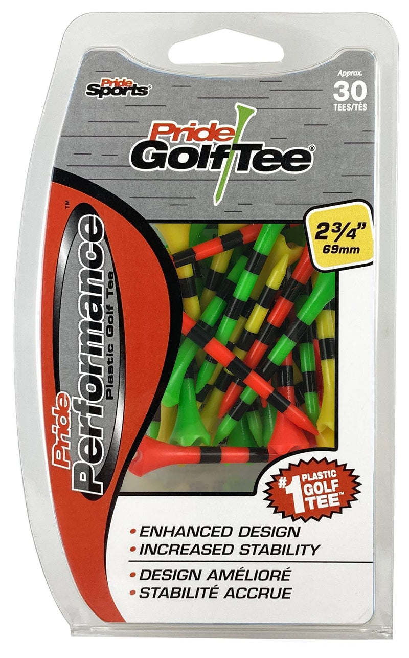 Pride Performance Plastic Golf Tee, 2-3/4-in, 30-pk, Fruit Mix/Stripes Assorted Colours M9