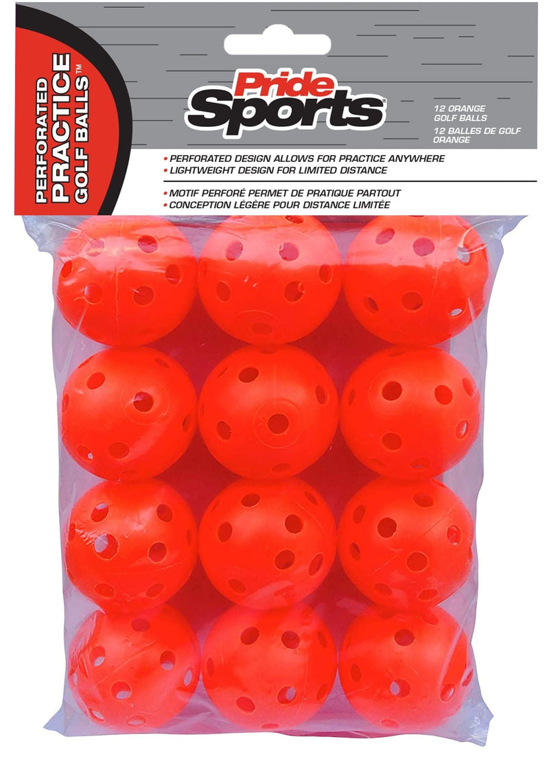 PrideSports Perforated Plastic Practice Golf Balls, Lightweight, 12-pk, Assorted Colours F0