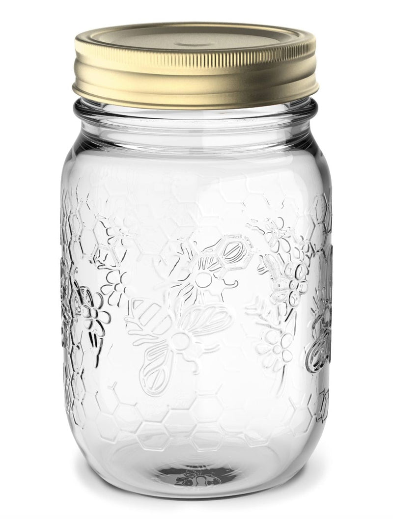 Pur Mason Regular Mouth Honey Bee Canning Jar, 16-oz, 4-pk G4