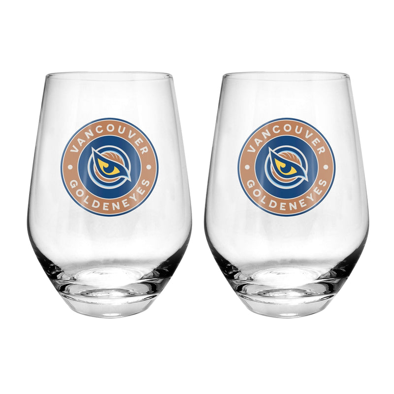 PWHL Vancouver Goldeneyes Stemless Wine Glass, 19-oz, 2-pk A4