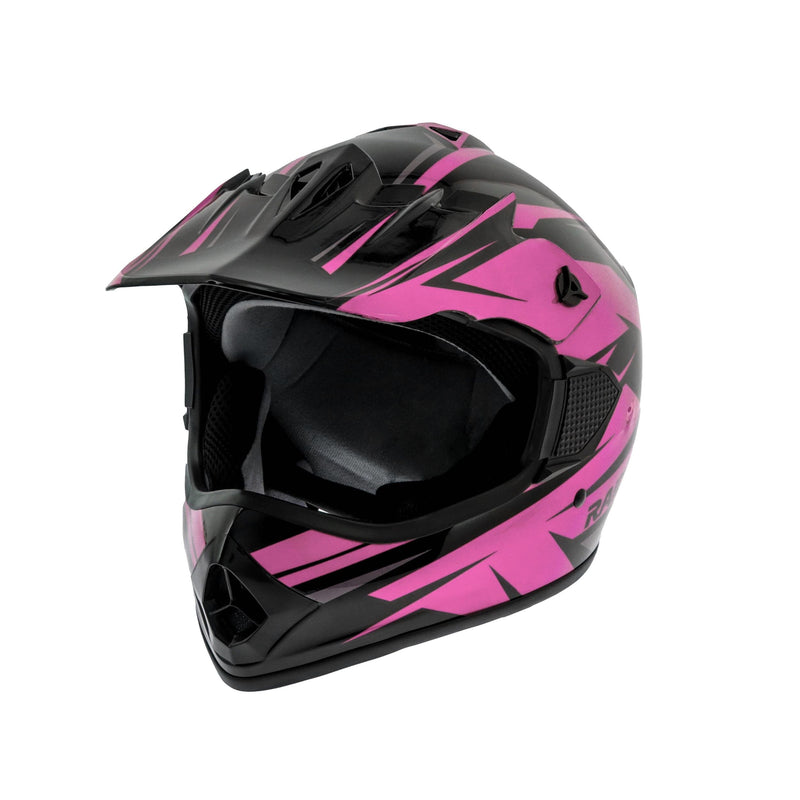 Raider GX4 Youth Dirt Bike/ATV Helmet, Pink/Black, Assorted Sizes V3