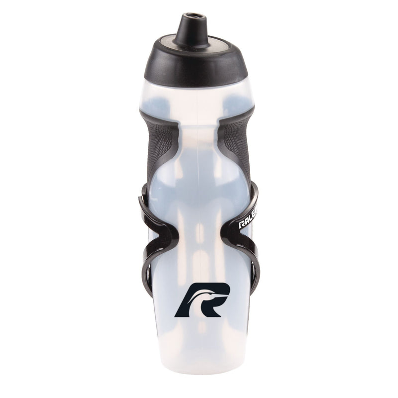 Raleigh Easy-Squeeze Bike Water Bottle withCage/Holder, Transculent, 20.2-oz Y4