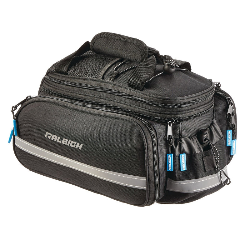 Raleigh Expandable Rack Top Bike Bag withRemovable Carry Strap & Reflective Strip, Black B6