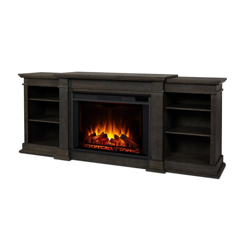Real Flame Eliot Grand Entertainment VividFlame Electric Fireplace TV Stand, 1500W, Includes Remote Control & Firebox, Antique Grey Q6