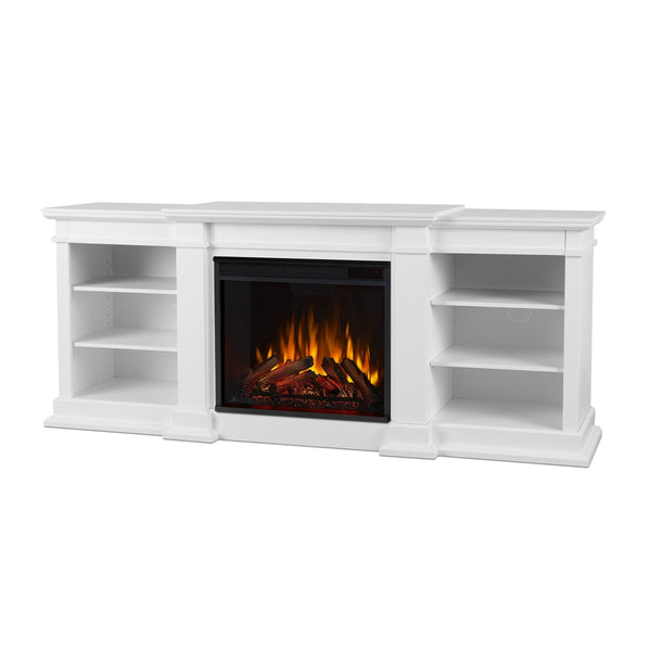 Real Flame Fresno Electric Media Indoor Electric Fireplace TV Stand, 72-in, 1500W, White P7