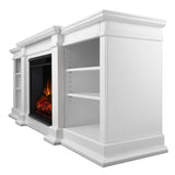 Real Flame Fresno Electric Media Indoor Electric Fireplace TV Stand, 72-in, 1500W, White