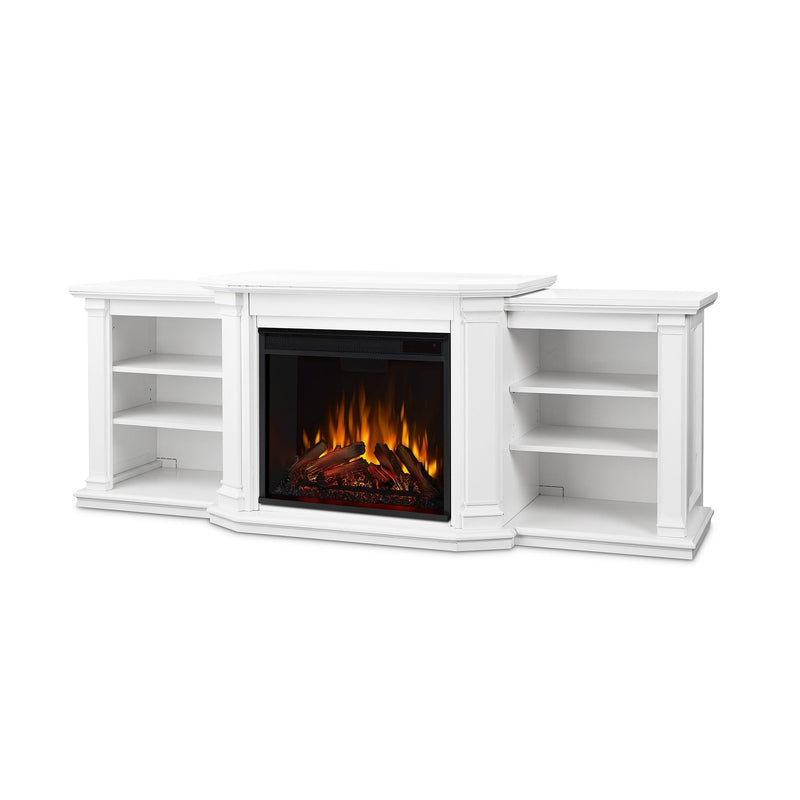 Real Flame Valmont Media Indoor Electric Fireplace TV Stand, 74-in, 1500W, Includes Remote Control & Firebox, White L1