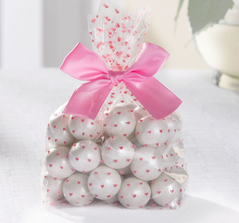 Rectangle Cello Treat Party Bags, Pink/Clear, Hearts, 10-in, 12-pk, for Gender Reveal/Baby Shower D2
