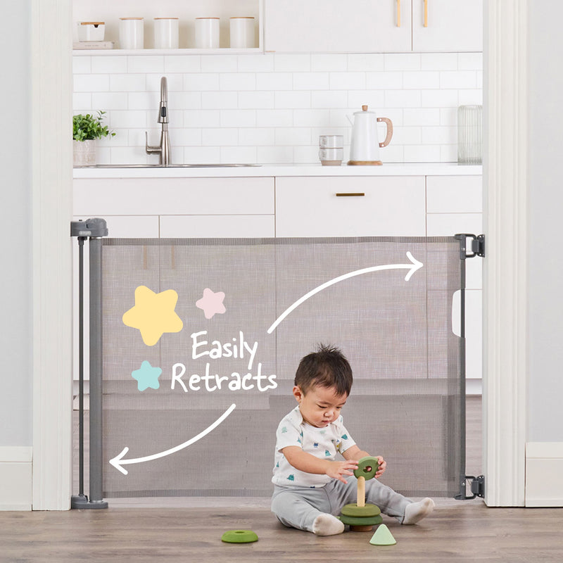 Regalo Retractable Baby Safety Gate, 50-in, Grey I9