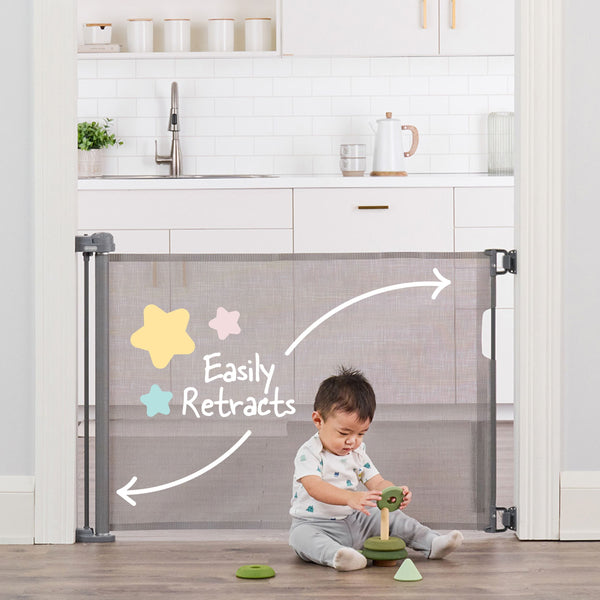 Regalo Retractable Baby Safety Gate, 50-in, Grey E5