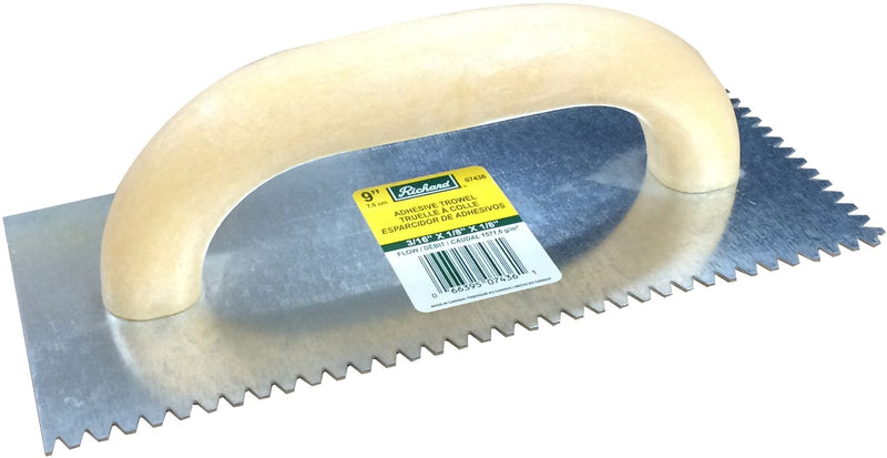 Richard Steel Flat Top V-Notch Adhesive Trowel For Ceramic Tile/Flooring, 3/16 x 1/8-in H8