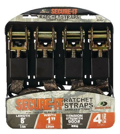 RPS Ratchet Tie-Down Straps, 1-in x 8-ft (2.54 cm x 2.4 m), 4-pk Z7