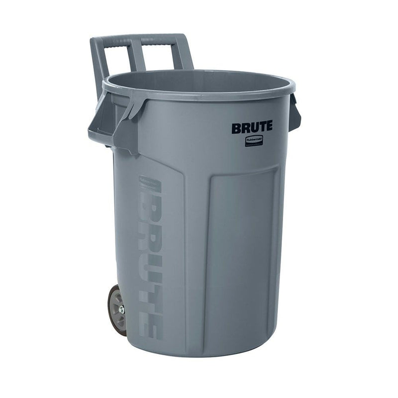 Rubbermaid Commercial Wheeled Brute Circular Outdoor Garbage Can, Grey, 121-L E4