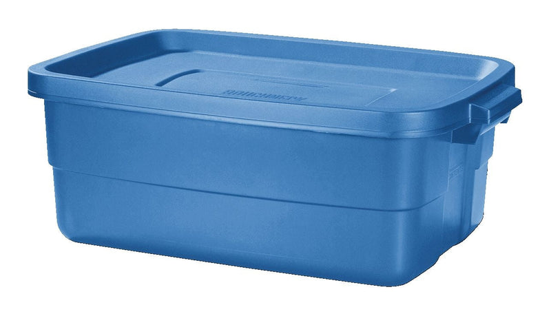 Rubbermaid Roughneck Stackable Storage Box with Lid, 38-L, Blue R8