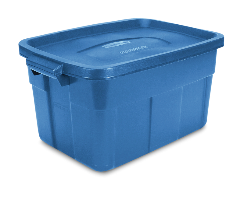 Rubbermaid Roughneck Stackable Storage Box with Lid, 53-L, Blue S4