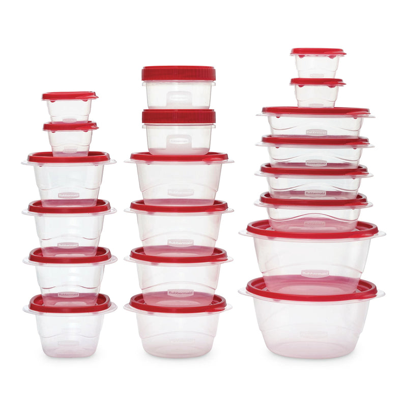 Rubbermaid TakeAlong Rectangle Plastic Food Storage Container Set with Quik Clik Seal Lid, 40-pc A3