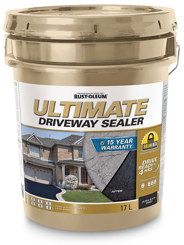 Rust-Oleum 15-Year Ultimate Asphalt Driveway Sealer, 1000 sq. ft Coverage, Ultra Black, 17-L M9