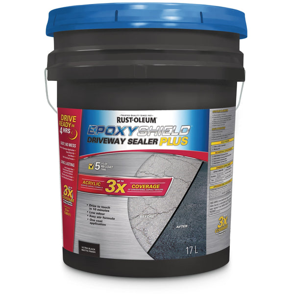 Rust-Oleum Epoxy Shield Asphalt Driveway Sealer Plus, 1000 sq. ft Coverage, Black, 17-L C1