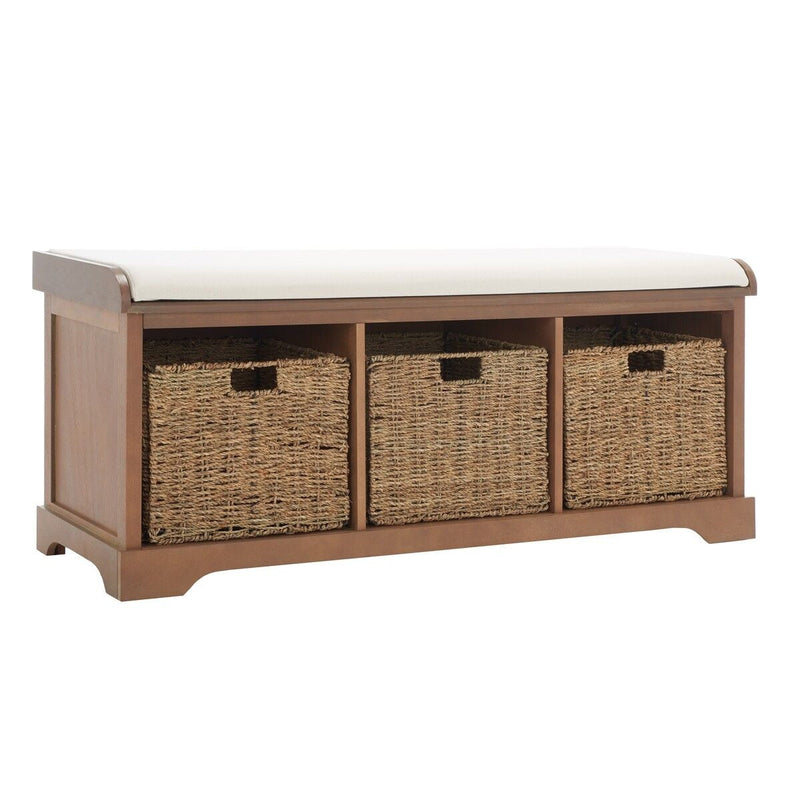 Safavieh Lonan Wicker Storage Bench, Grey Wash/White, 16.1-in x 47-in x 19.9-in I0