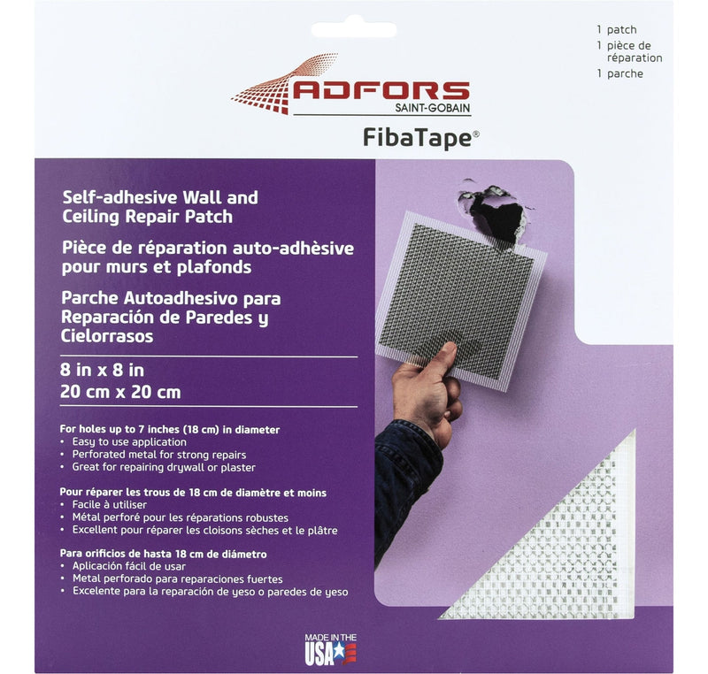 Saint-Gobain Self-Adhesive Wall & Ceiling Hole Repair Patch For Drywall & Plaster, 8 x 8-in R5