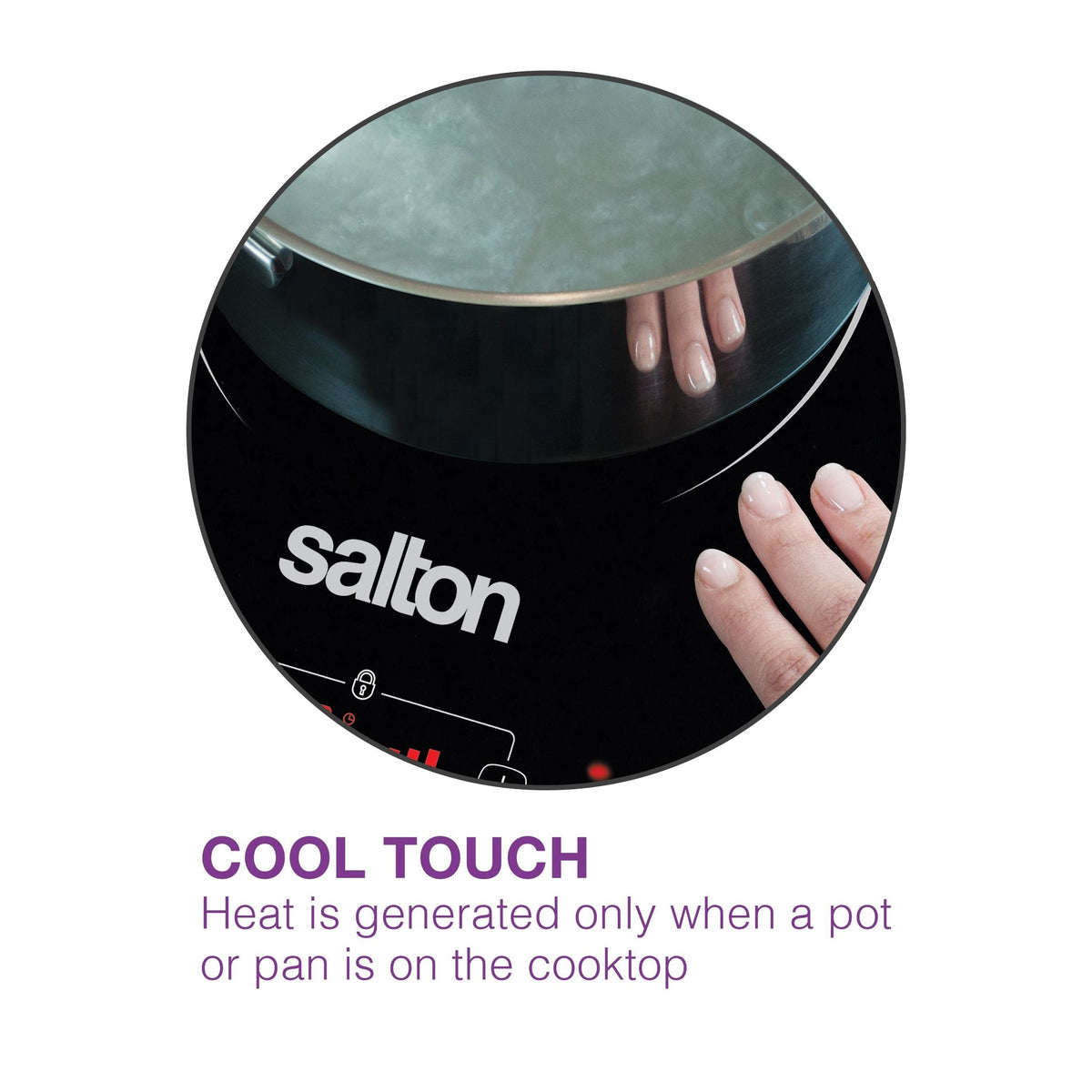 Salton Double Induction Cooktop, LED Display & Touch control with 10 Power Settings