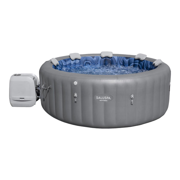 Salu Spa Santorini Grey 7-Person Luxe HydroJet Pro Round Smart Spa, 85-in x 31.5-in Z0