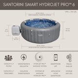 Salu Spa Santorini Grey 7-Person Luxe HydroJet Pro Round Smart Spa, 85-in x 31.5-in