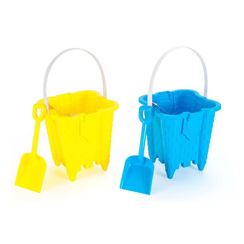 Sand Castle Bucket & Shovel Set, Blue/Green/Red/Yellow, Assorted, Ages 2+, for Beach/Pool Fun Activities O5