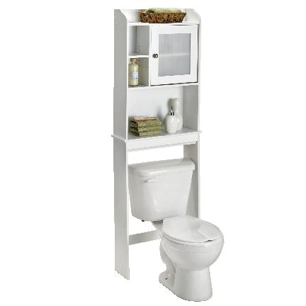 Sauder Caraway 1-Door Over-The-Toilet Spacesaver Bathroom Storage Shelf/Cabinet, Soft White R6