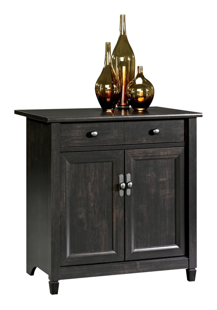 Sauder Edge Water 2-Door Storage Cabinet With Adjustable Shelf, Estate Black Finish Q1