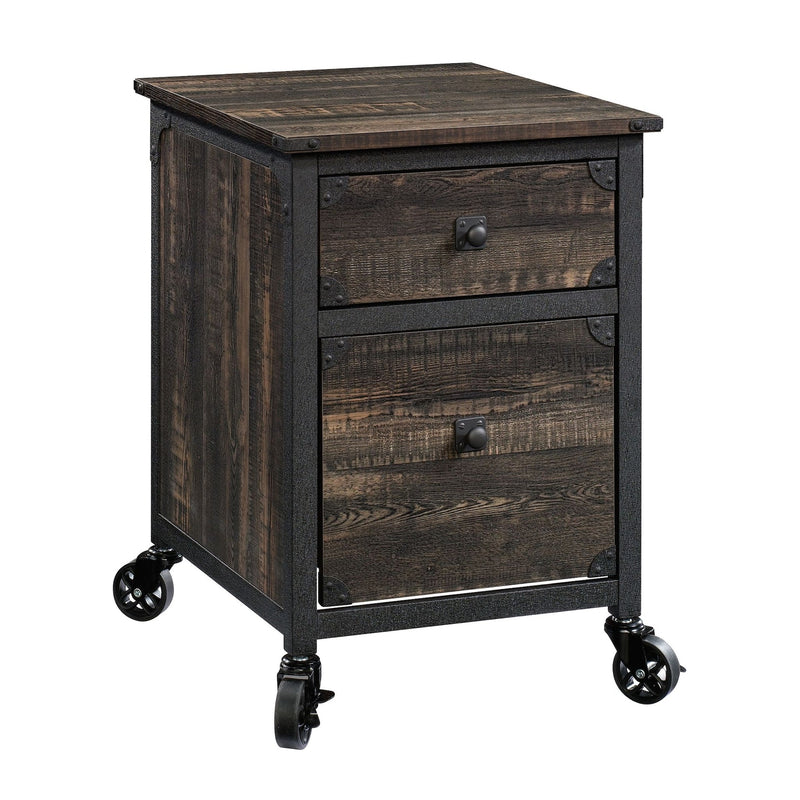Sauder Steel Pedestal River File Cabinet with Drawers, Carbon Oak B3