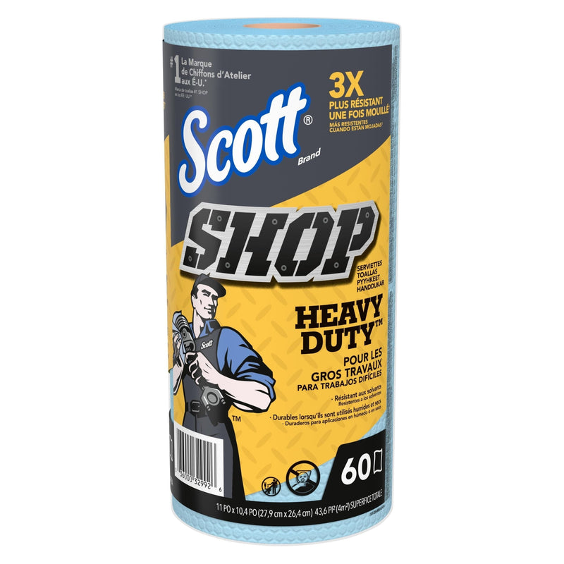 Scott Heavy-Duty Shop Paper Towels, 11 x 10.4-in, Blue, 60-pk O6